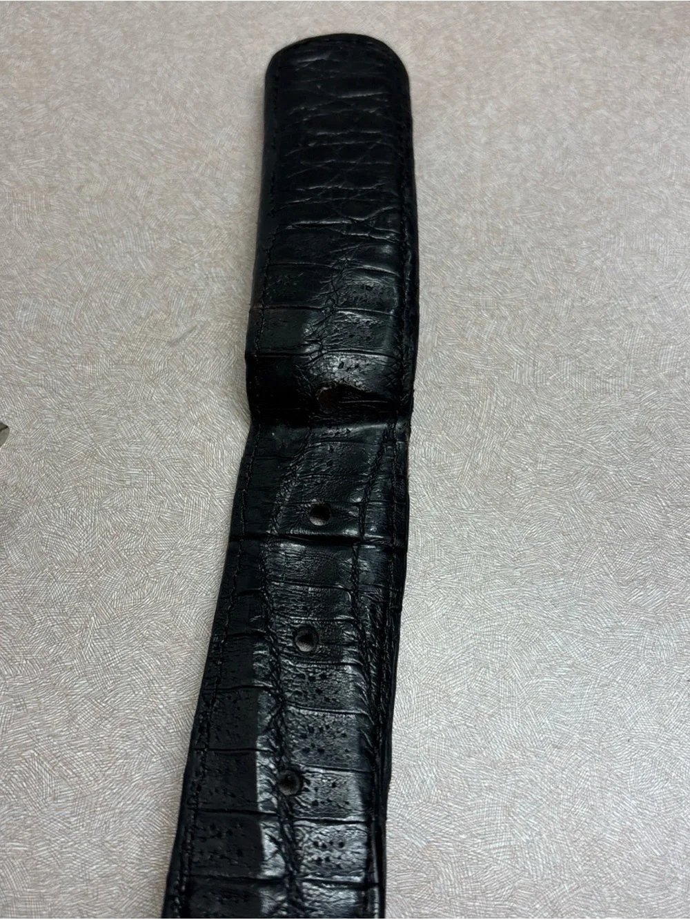 Tecovas Midnight Black Caiman Lizard Leather Mens Dress Belt Buckle Size 32